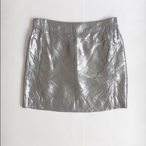 J. Crew 100% Silk Silver Metallic Mini Skirt